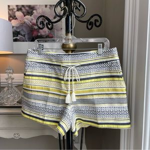 LOFT Ann Taylor Shorts Size 6 Yellow Blue White Stripe Tweed Riviera Coastal
